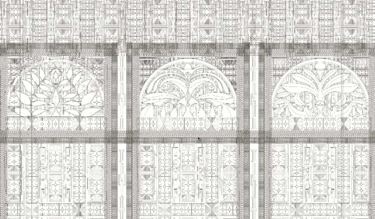 Ornamental blueprint drawing